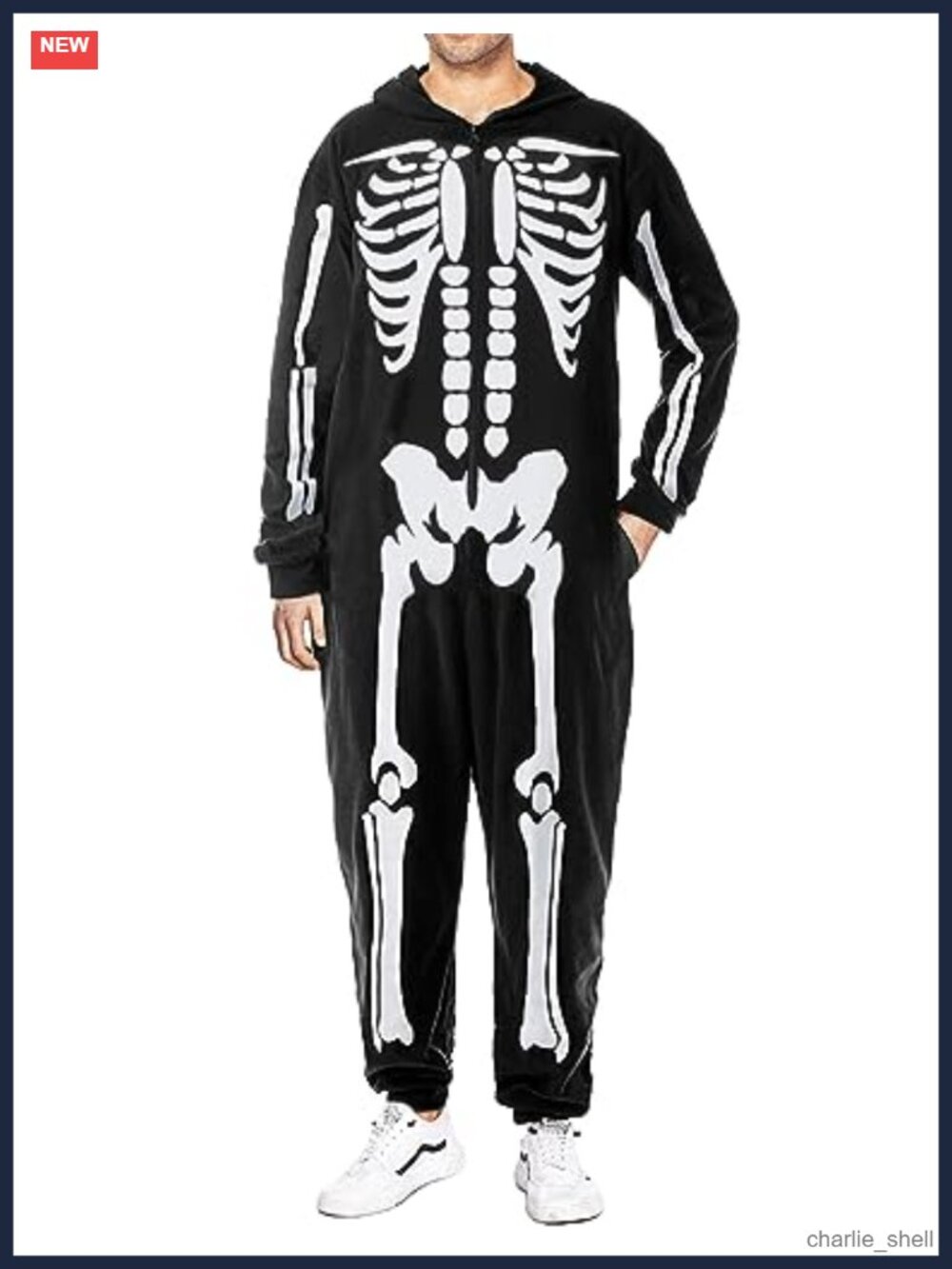 Halloween Skeleton Onesie Jumpsuit Hooded Pajama Adult Couples Costume